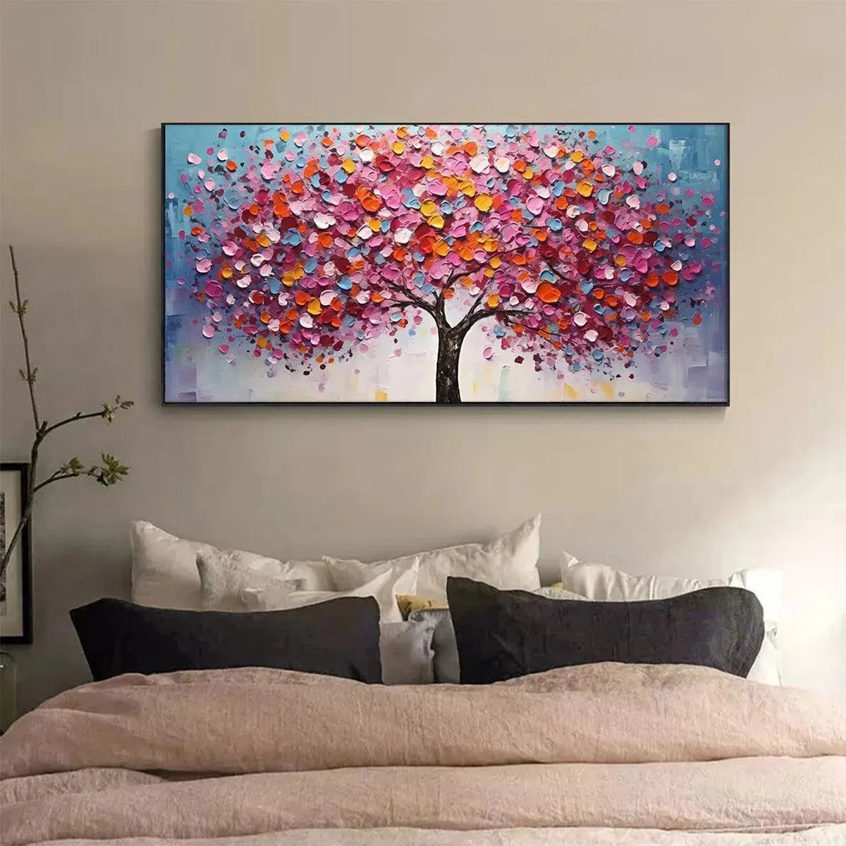 JEWEL TONES TREE: Textured Impasto Tree Painting in Vibrant Pink - Image 8