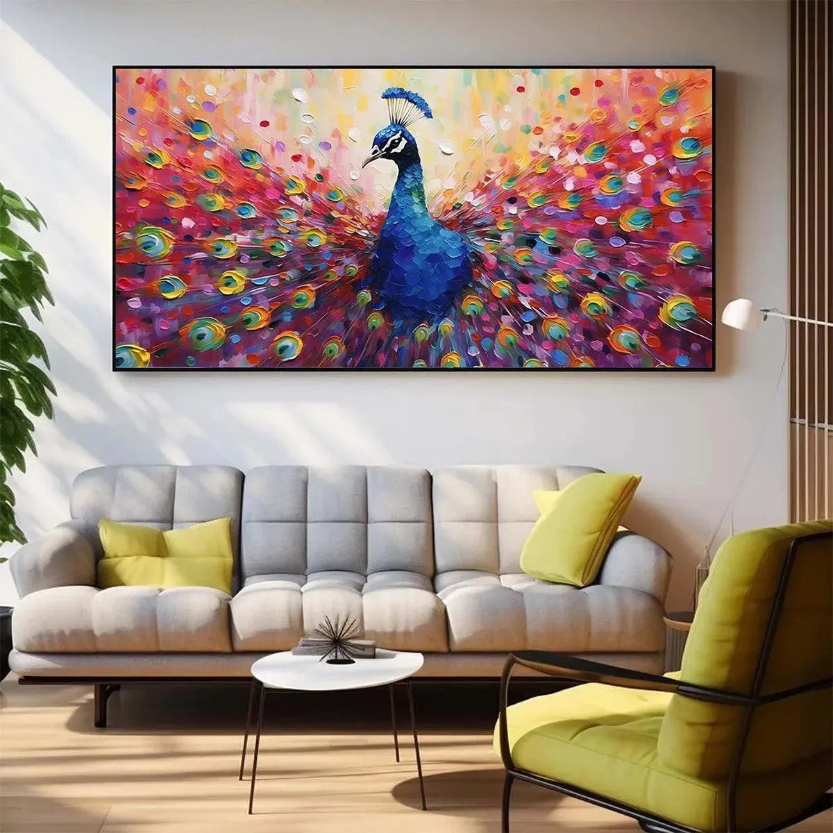 MAJESTIC PEACOCK: Vibrant Peacock Painting on Canvas - Image 8