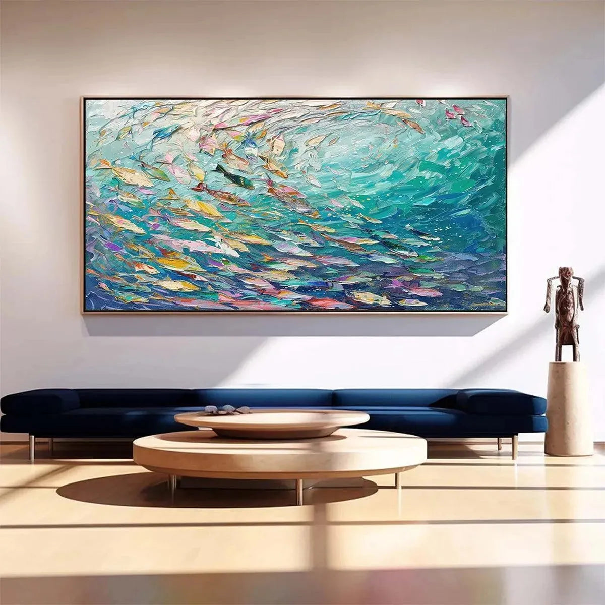 OCEAN CURRENTS: Textured Abstract Seascape Painting in Blues and Greens - Image 2