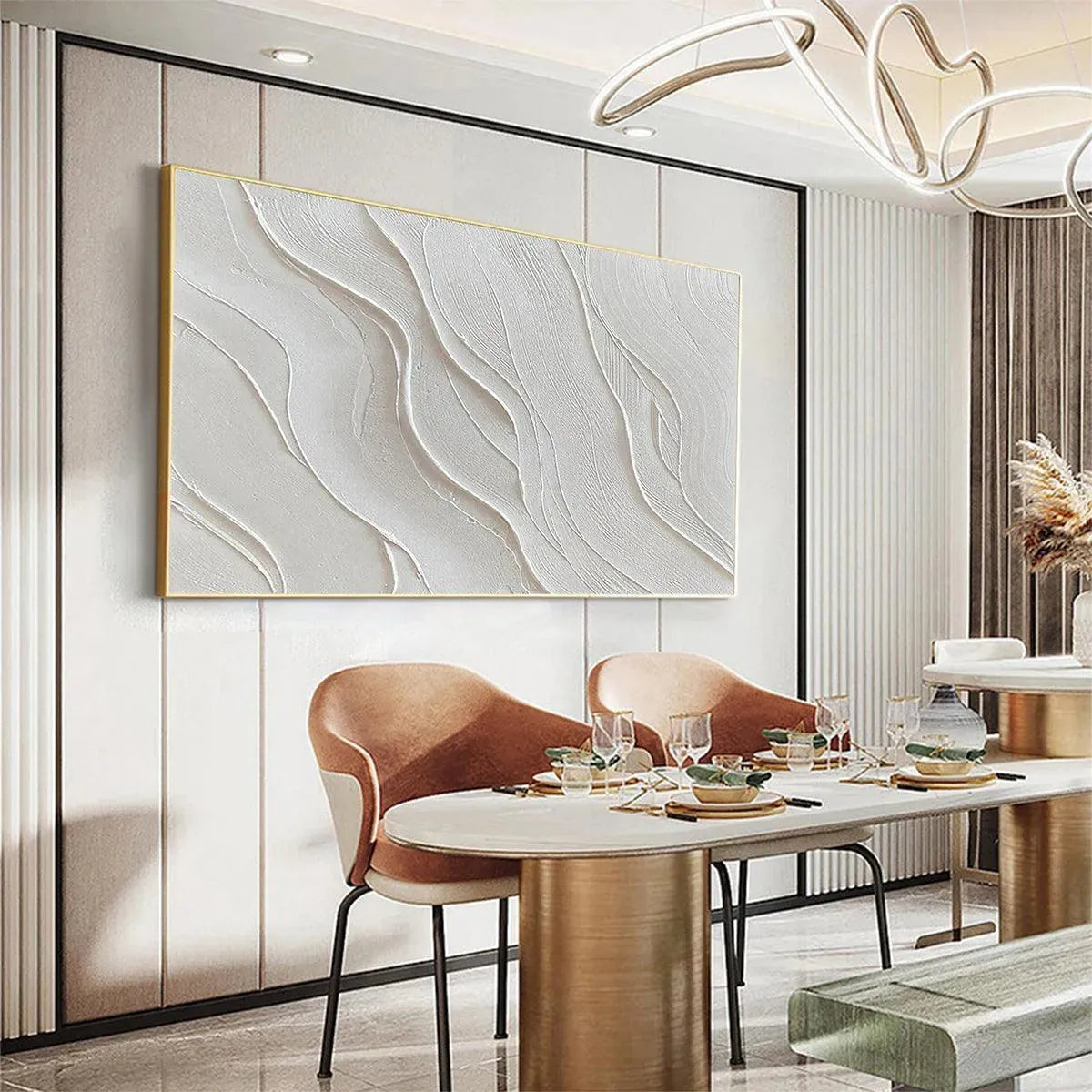 SERENE RIPPLES: Abstract Minimalist Textured White Painting for Living Room - Image 10