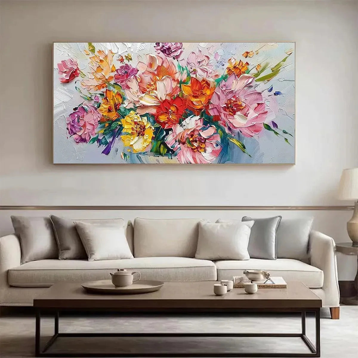 VIBRANT BOUQUET: Textured Impasto Floral Bouquet Painting in Vibrant Colors - Image 8