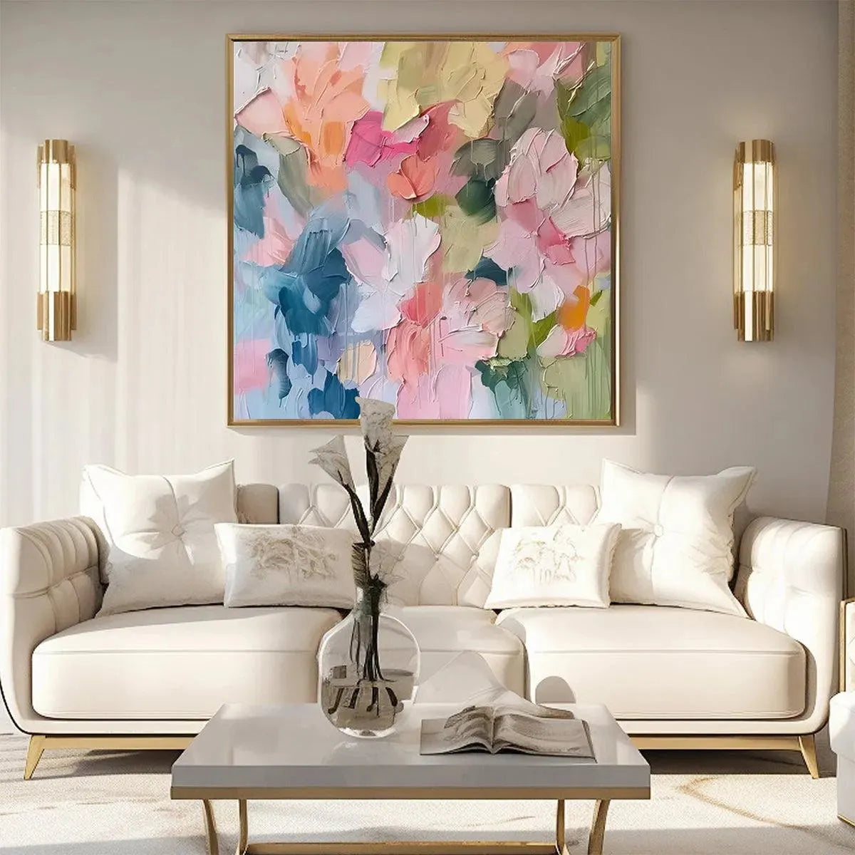 PASTEL DREAM: Textured Abstract Floral Painting in Soft Pastel Colors - Image 8