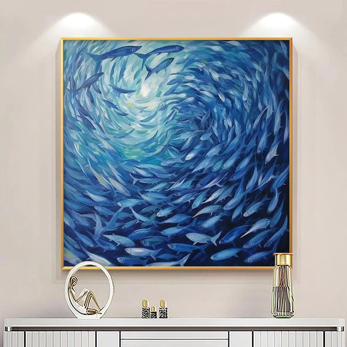 OCEANIC WHIRL: Dynamic Painting of a School of Fish - Image 2