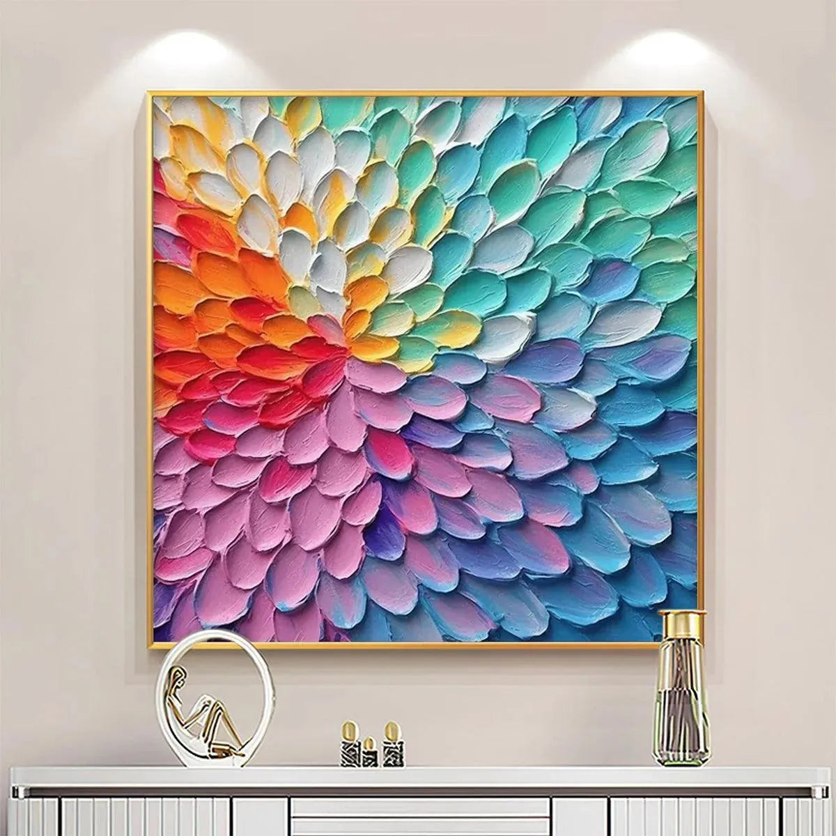 RAINBOW BURST: Textured Abstract Painting in Rainbow Colors - Image 8