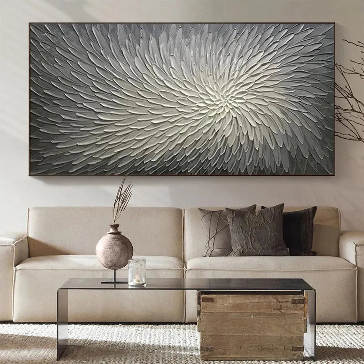 SILVER SWIRL: Textured Abstract Painting in Grey and White - Image 8