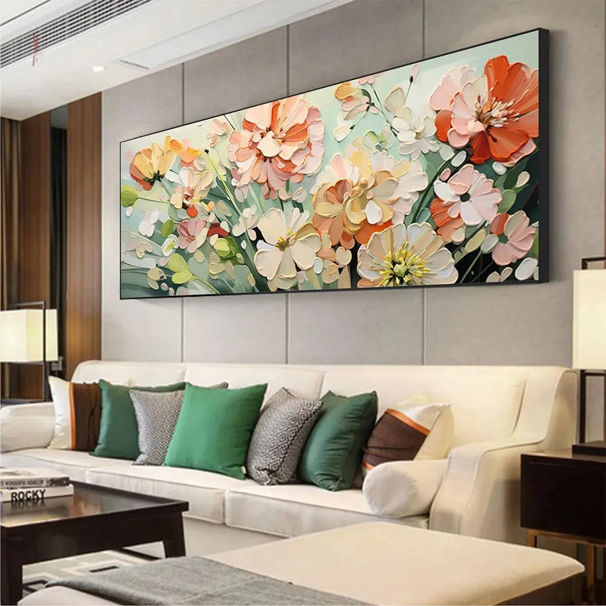 SUNKISSED GARDEN: Textured Floral Impasto Painting in Orange and White - Image 4