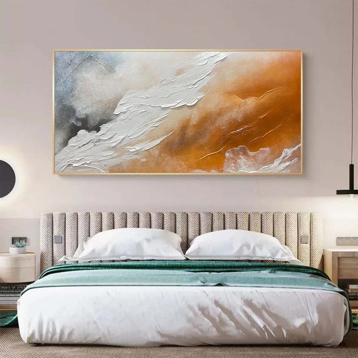 DESERT FLOW: Abstract Landscape Painting in Orange, White, and Grey, Textured Canvas, Modern Wall Art - Image 9
