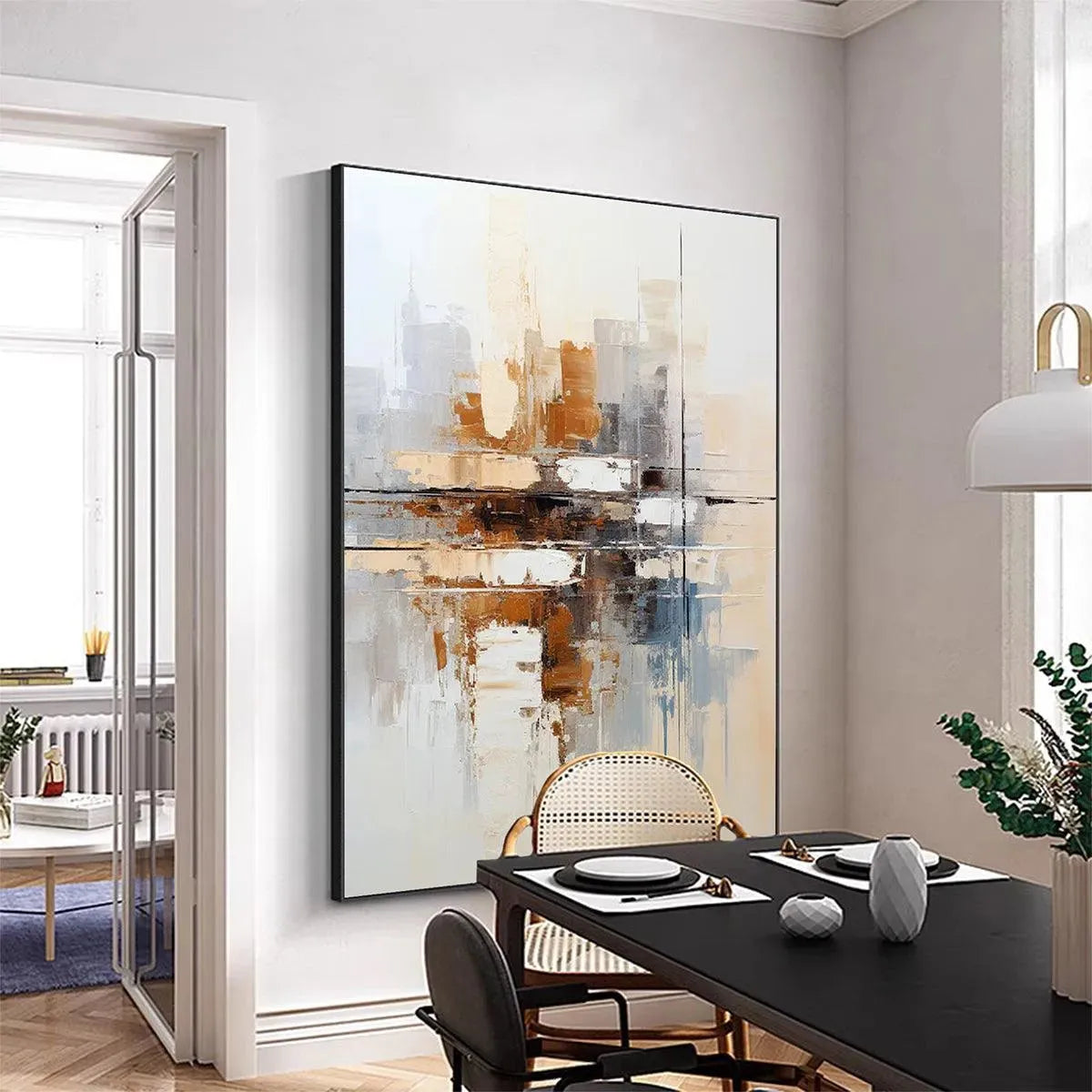 URBAN ABSTRACT: Beige Abstract Painting, Modern Wall Art, Textured Canvas, Vertical Artwork - Image 4