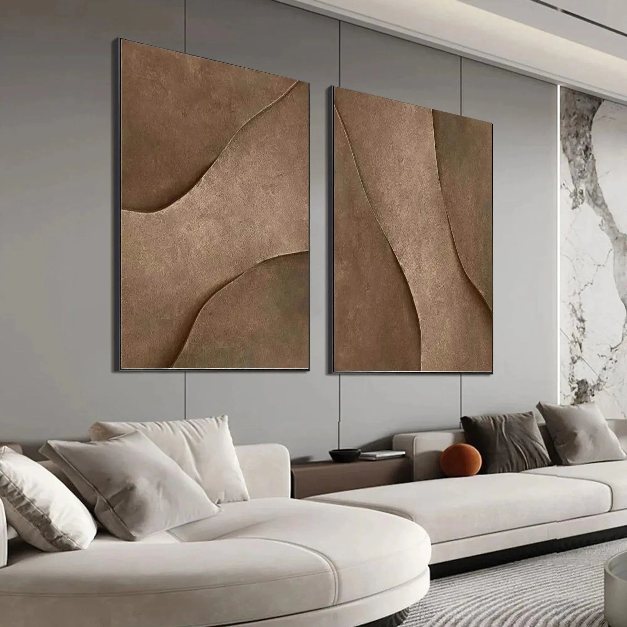 BROWN TEXTURE DUO: Set of 2 Textured Abstract Paintings in Brown - Image 8