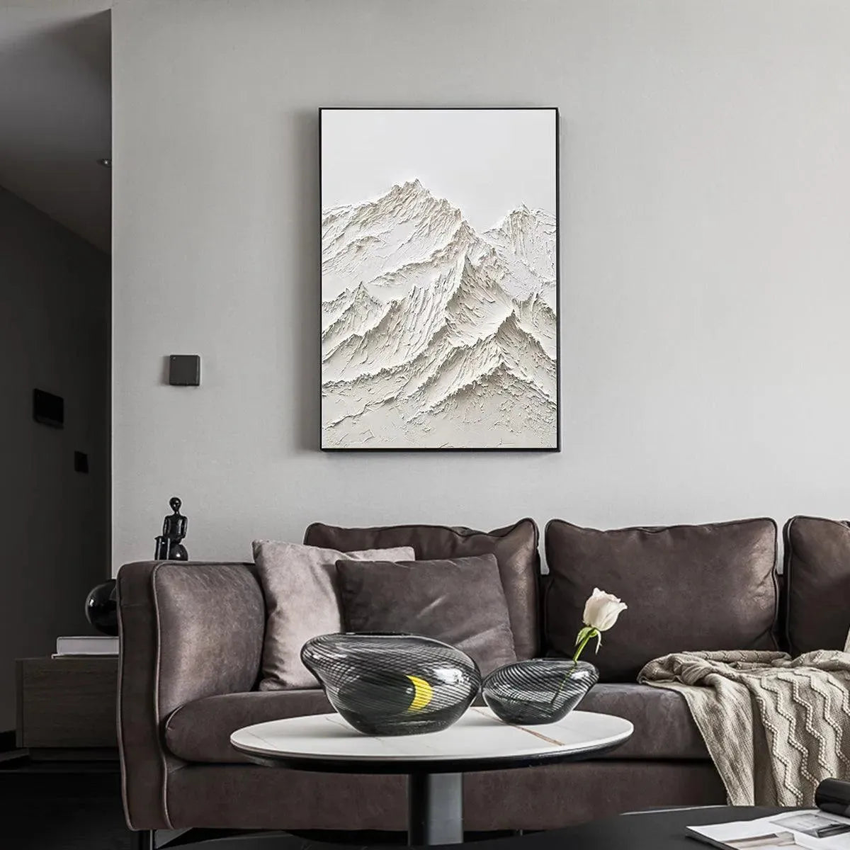 WHITE MOUNTAIN: Textured Mountain Painting - Image 2