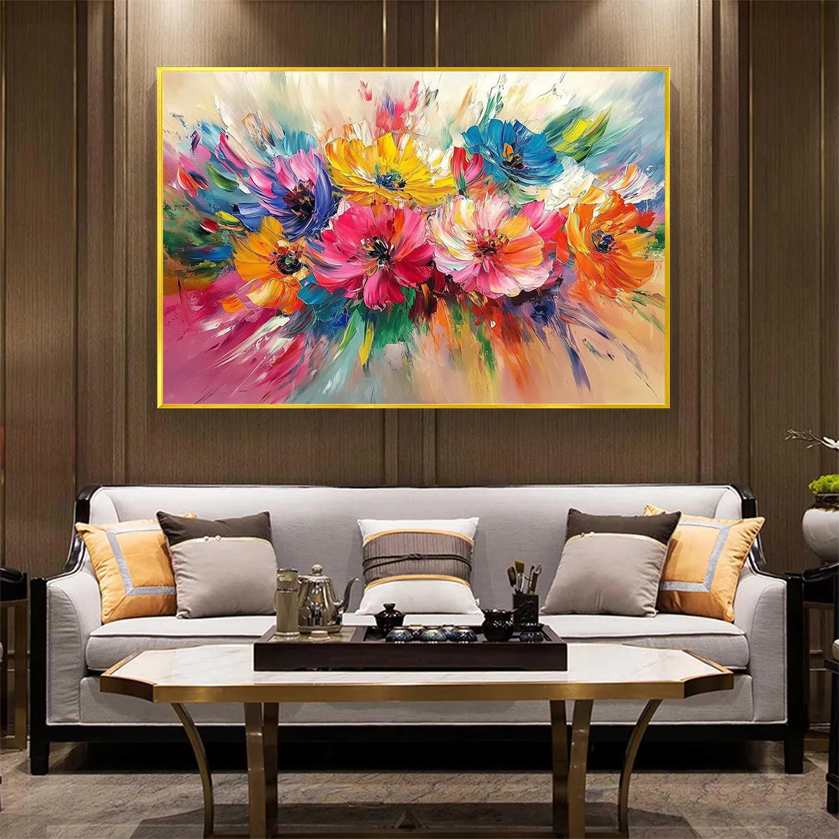 VIBRANT BLOOM: Impasto Floral Oil Painting in Vibrant Multicolor - Image 2