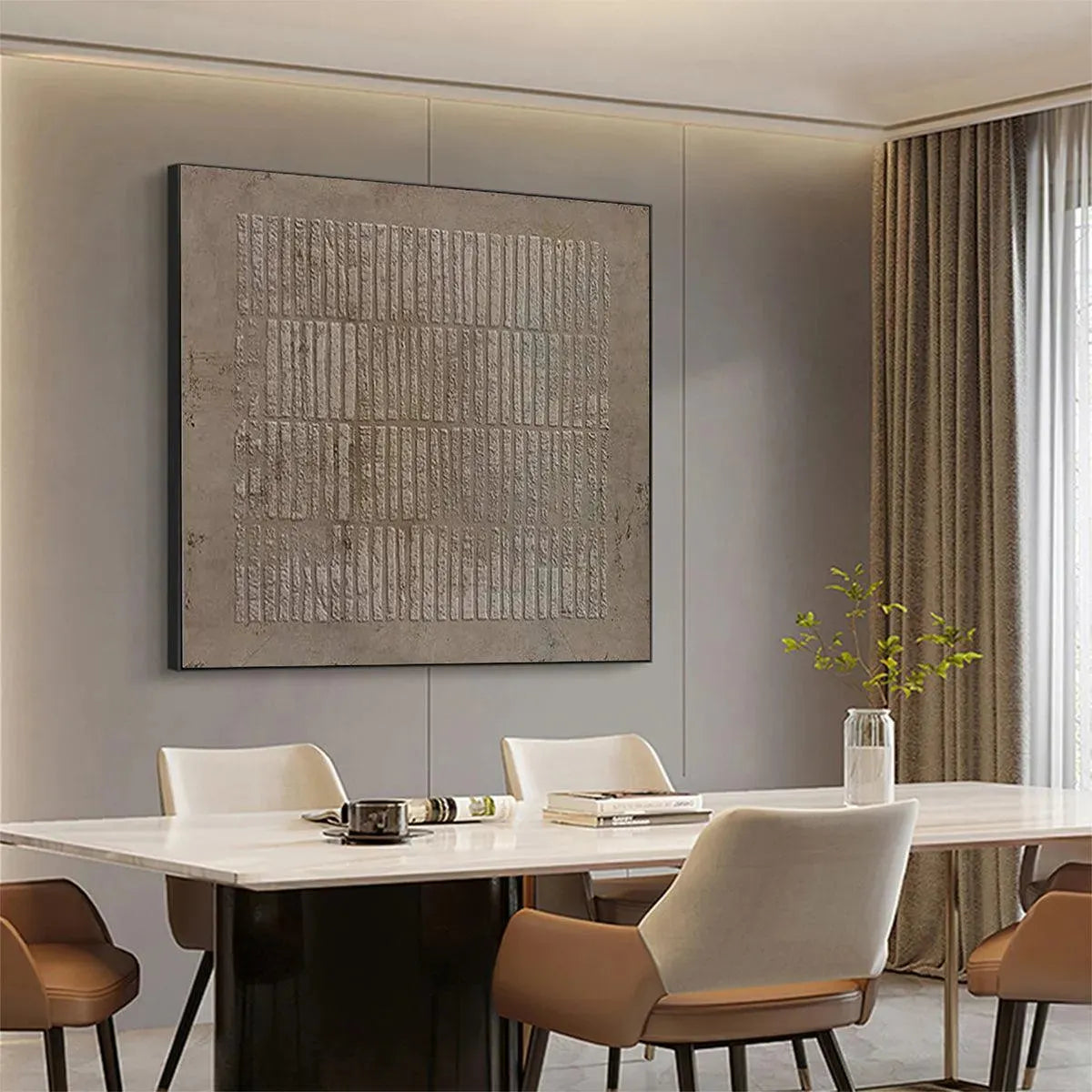 TEXTURED BROWN GRID: Minimalist Textured Painting - Image 6