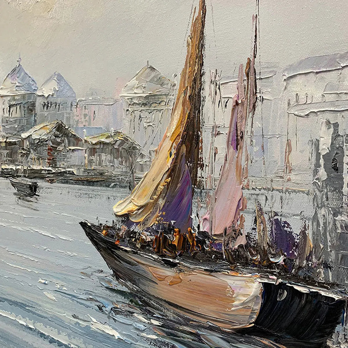 VENETIAN SERENADE: Panoramic Cityscape Oil Painting of Venice - Image 3