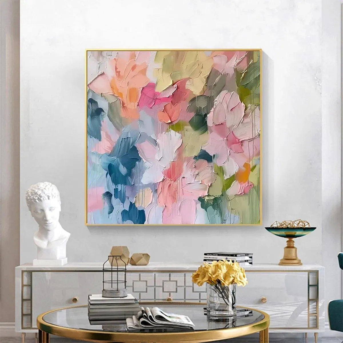 PASTEL DREAM: Textured Abstract Floral Painting in Soft Pastel Colors - Image 2
