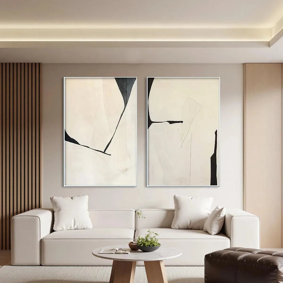 MINIMALIST ABSTRACT DIPTYCH: Abstract Minimalist Painting Set of 2, Vertical Wall Art - Image 5