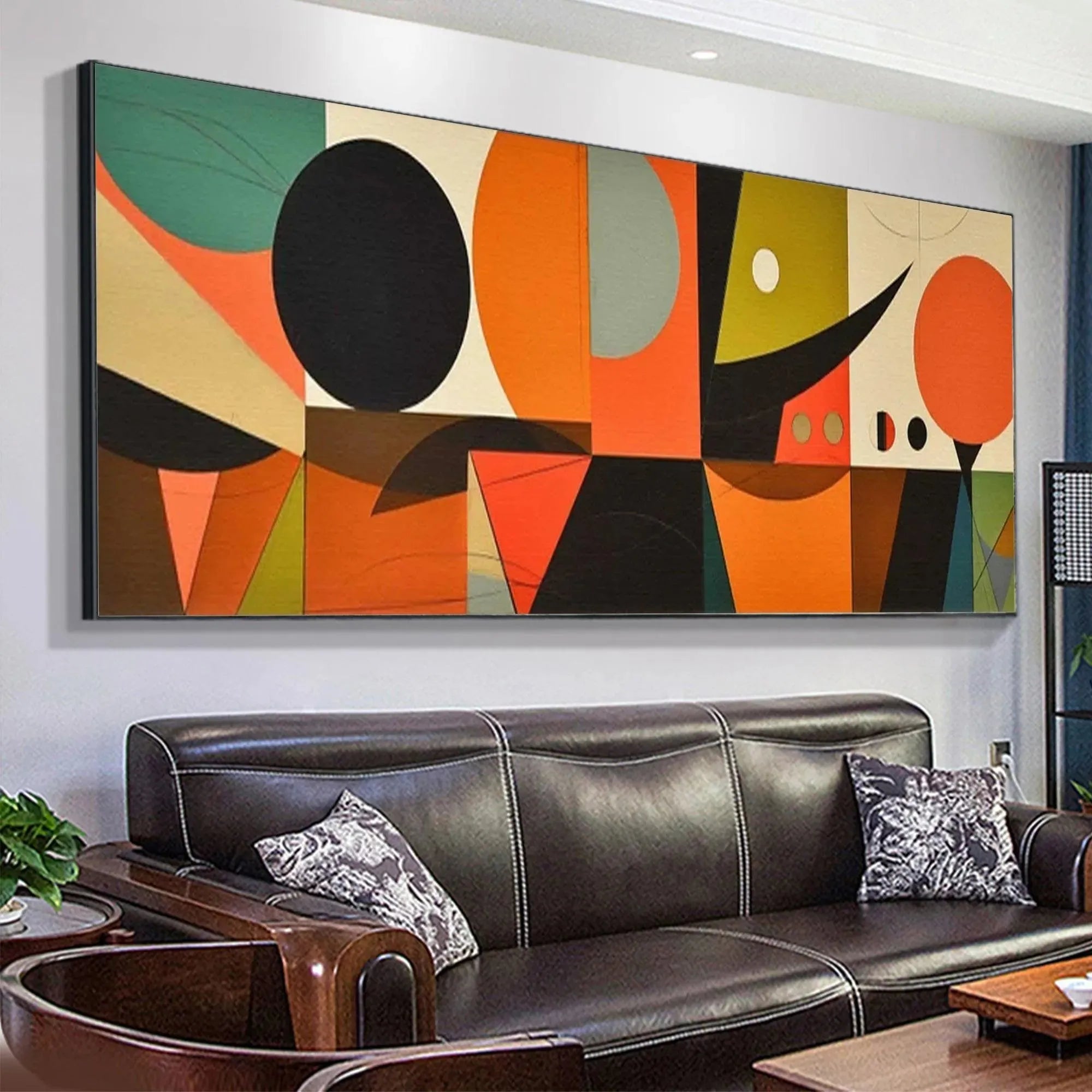 MID-CENTURY MODERN GEOMETRIC PANORAMIC: Abstract Painting, Panoramic Wall Art, Mid-Century Modern Decor - Image 5