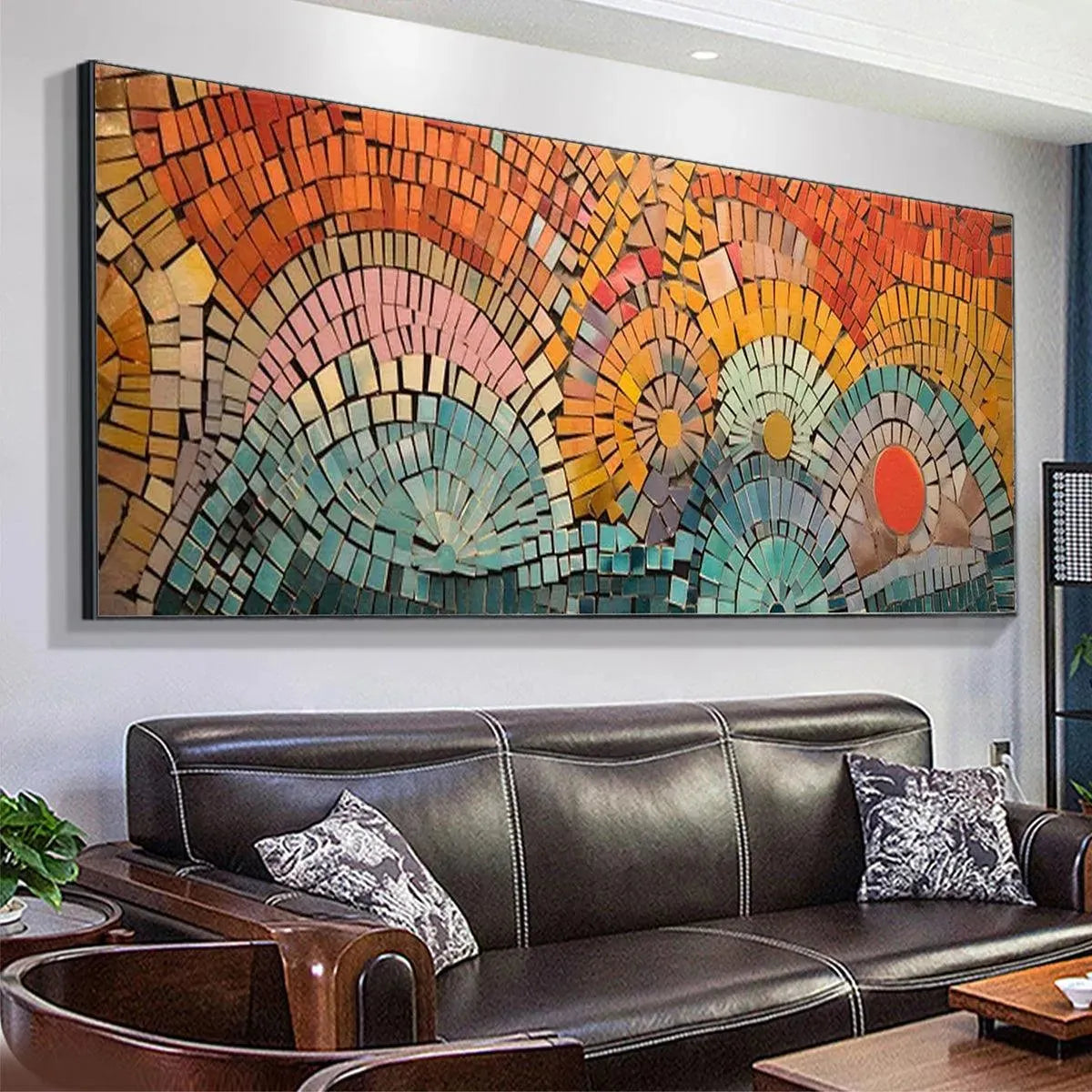 MOSAIC SUNSET PANORAMIC: Mosaic Painting, Panoramic Wall Art, Colorful Decor - Image 5