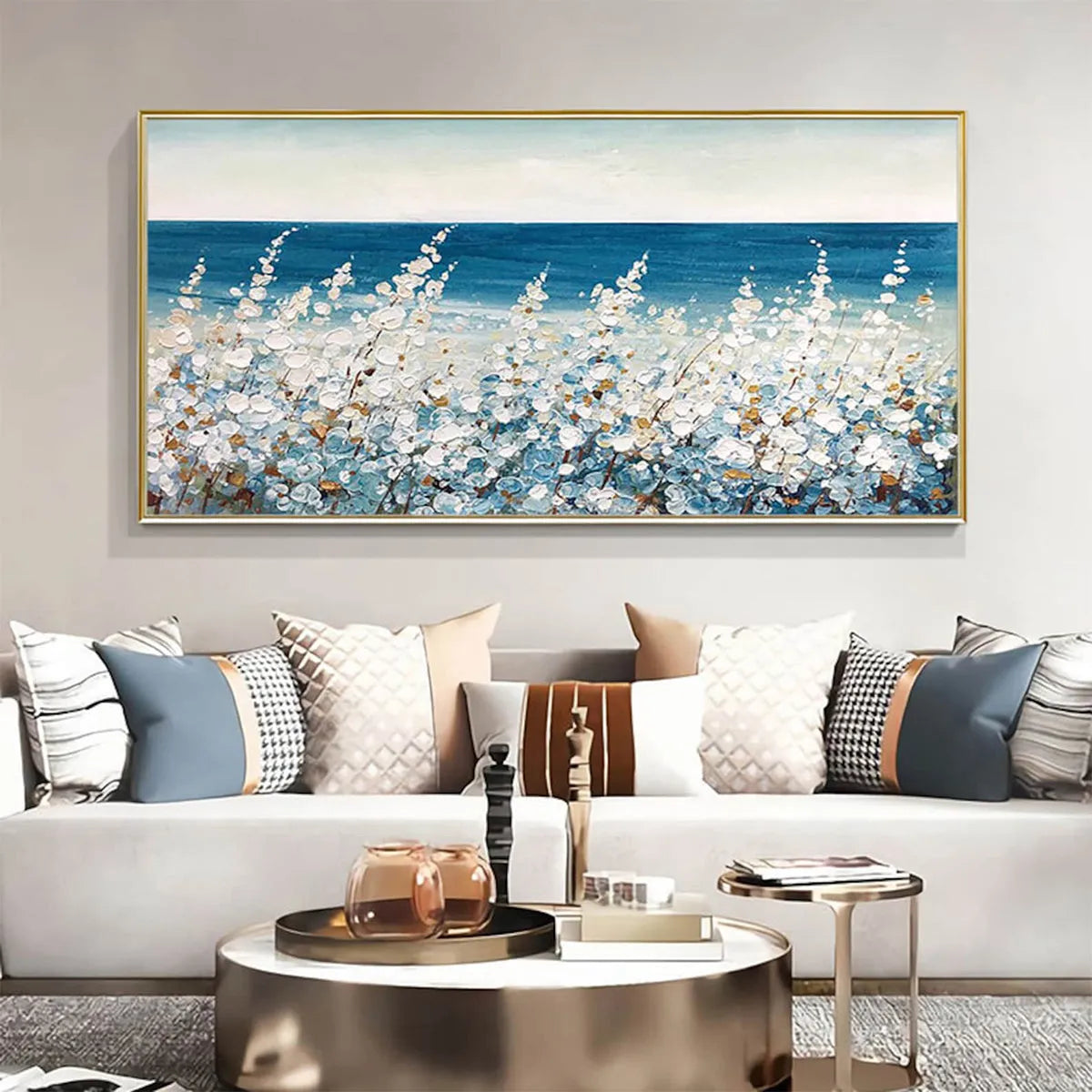 OCEAN BREEZE: Impasto Seascape Oil Painting in Blue and White - Image 2