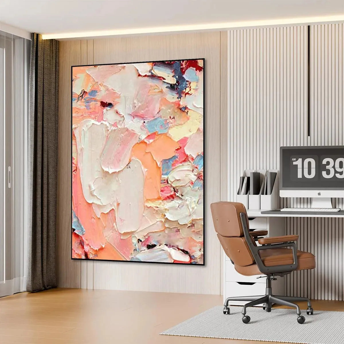 CORAL DREAM: Textured Abstract Painting, Pink and Orange Wall Art, Vertical Canvas, Impasto Decor - Image 7
