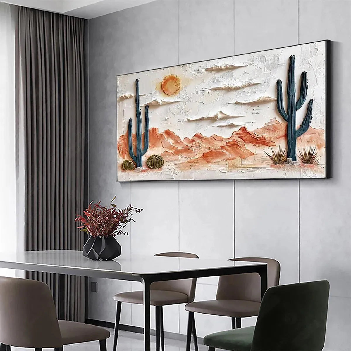 DESERT SUNRISE: Textured Desert Landscape Painting, Impasto Wall Art, Horizontal Canvas, Southwestern Decor - Image 5