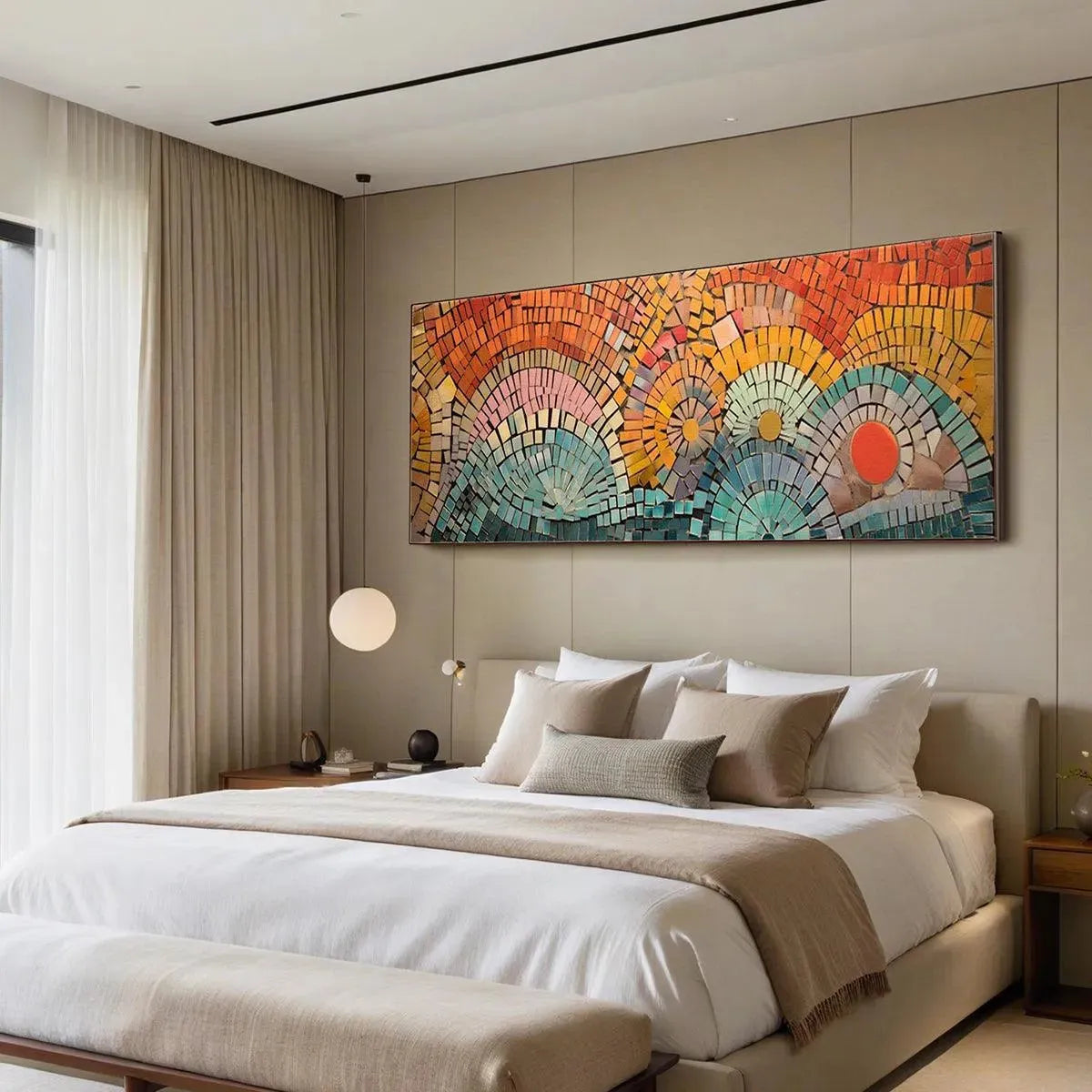 MOSAIC SUNSET PANORAMIC: Mosaic Painting, Panoramic Wall Art, Colorful Decor - Image 6