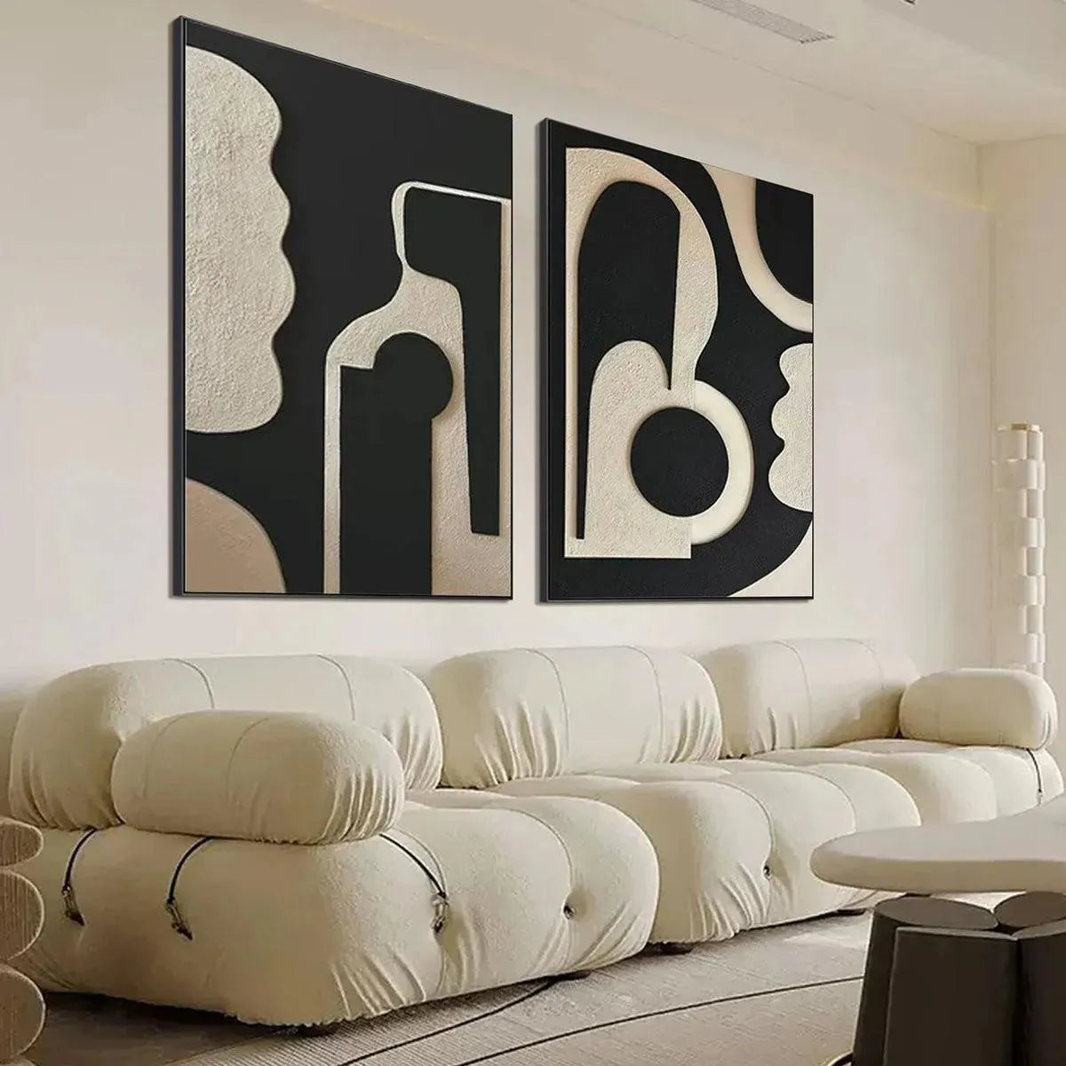 INK BLOT DUO: Abstract Painting, Set of 2, Minimalist Decor, Black and White Wall Art - Image 4