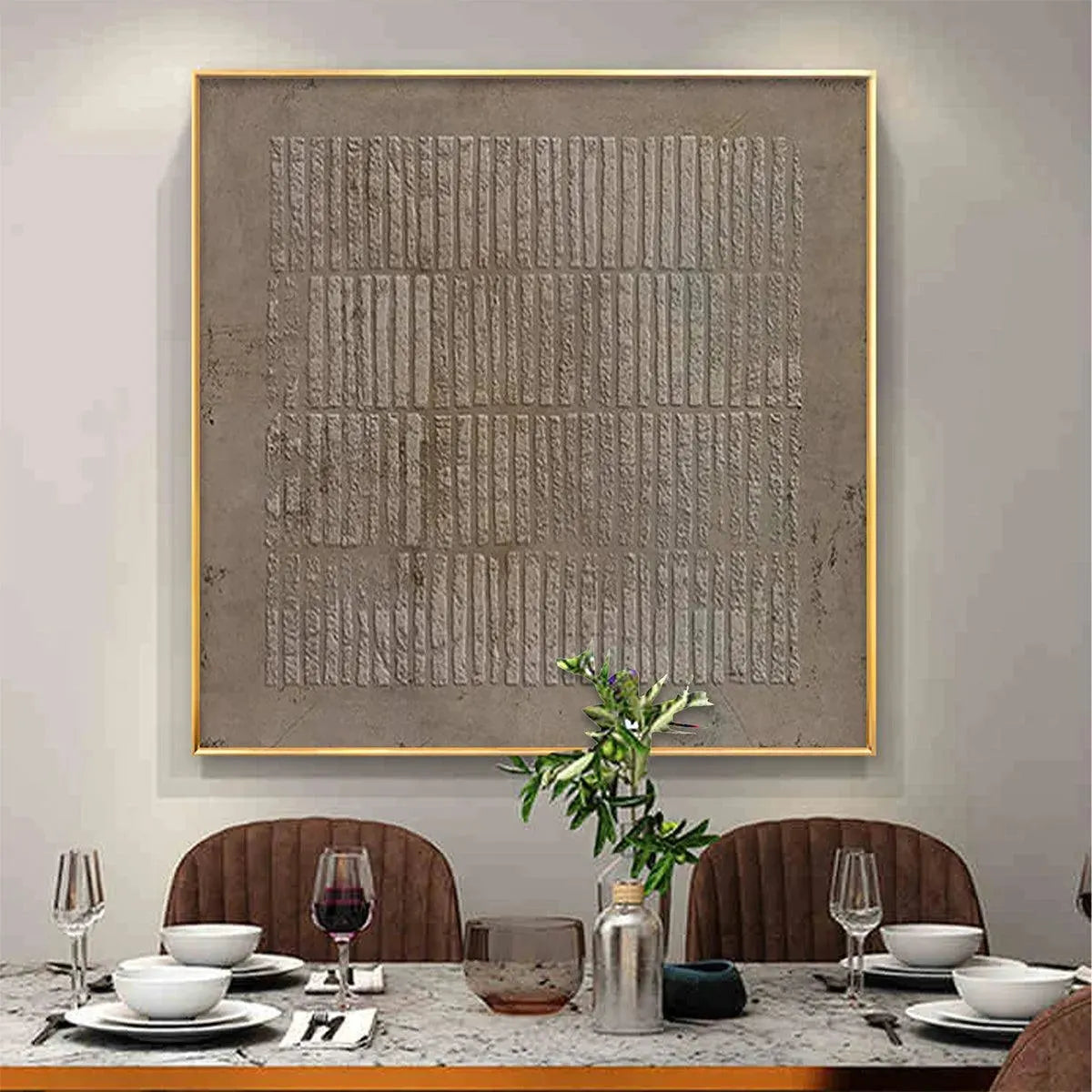 TEXTURED BROWN GRID: Minimalist Textured Painting - Image 8