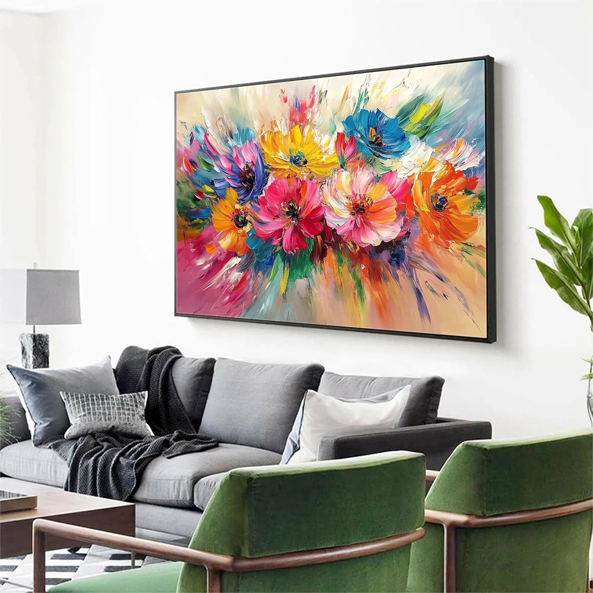 VIBRANT BLOOM: Impasto Floral Oil Painting in Vibrant Multicolor - Image 4