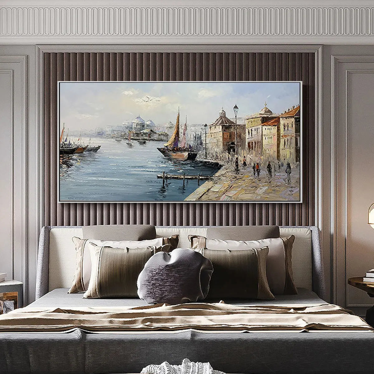 VENETIAN SERENADE: Panoramic Cityscape Oil Painting of Venice - Image 4