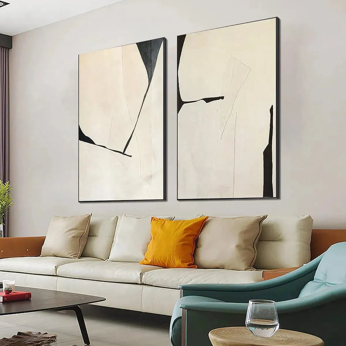 MINIMALIST ABSTRACT DIPTYCH: Abstract Minimalist Painting Set of 2, Vertical Wall Art - Image 7