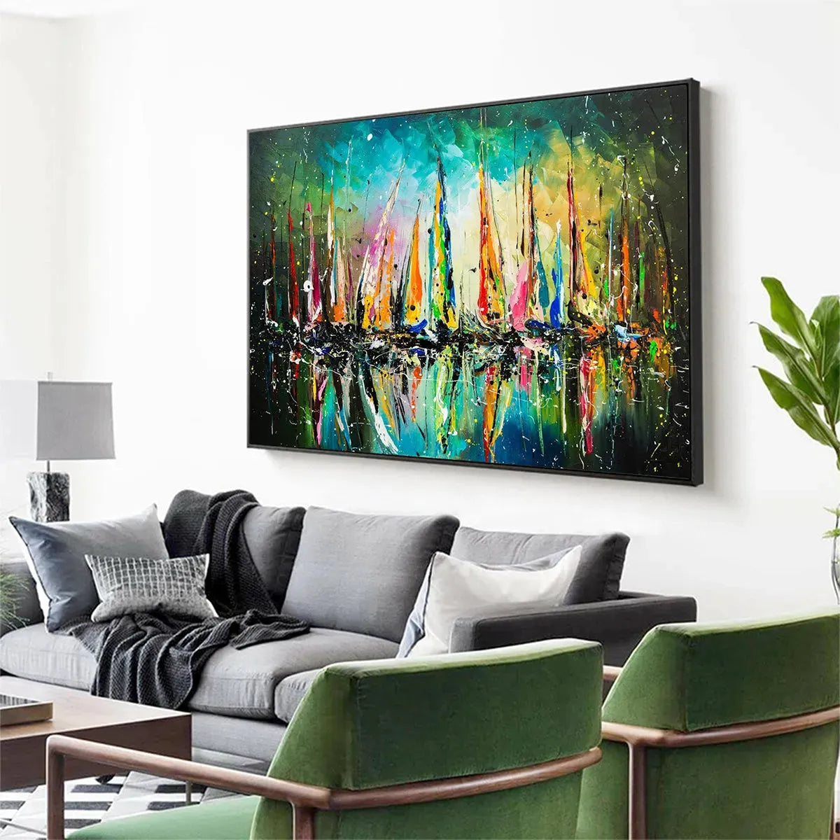 VIVID REGATTA: Panoramic Sailboat Painting - Image 6