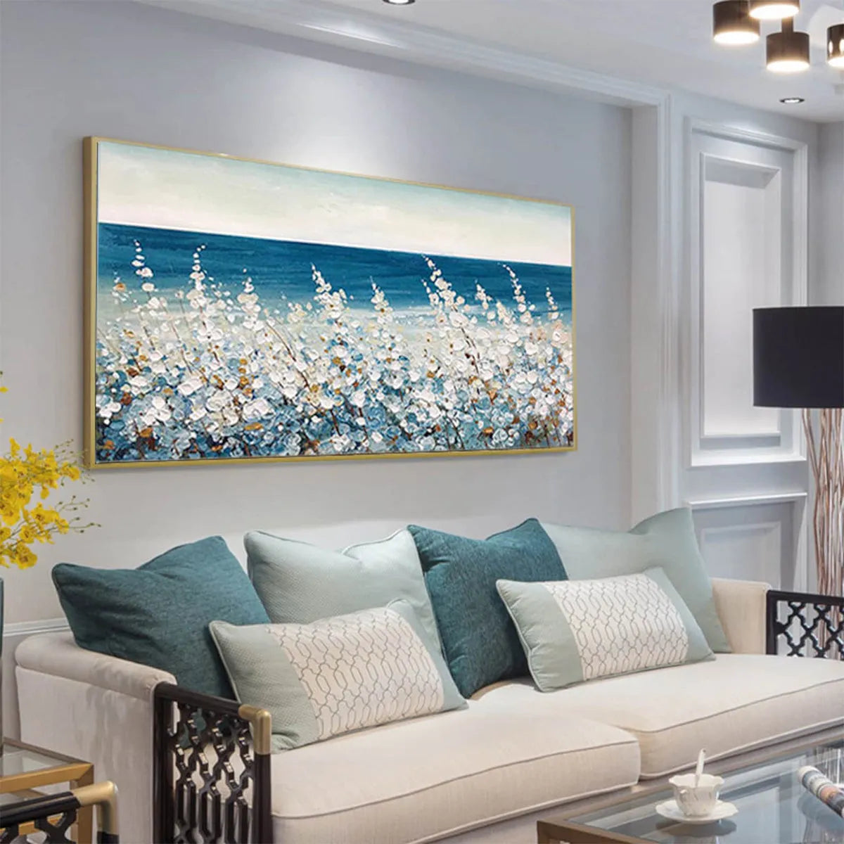 OCEAN BREEZE: Impasto Seascape Oil Painting in Blue and White - Image 6