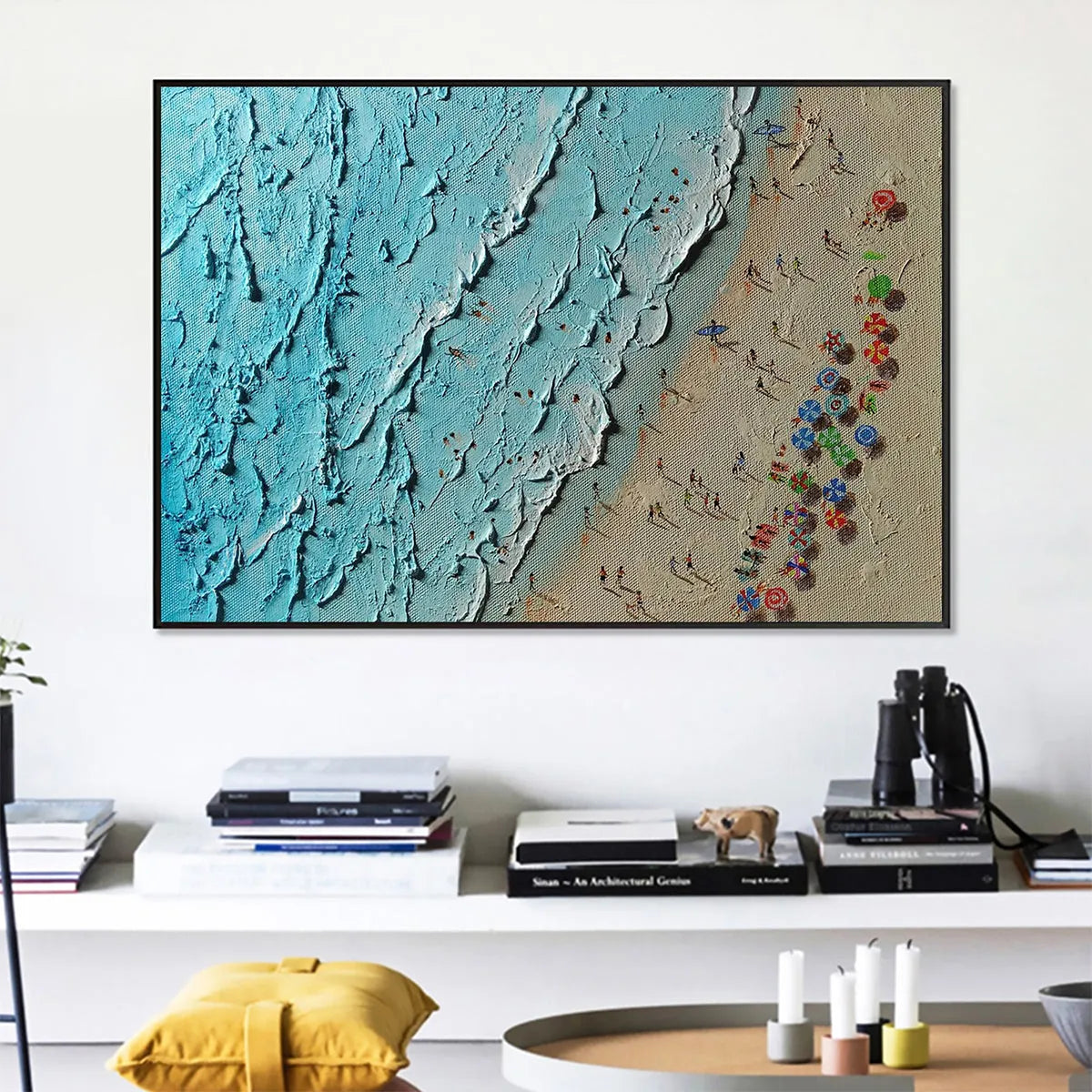 AERIAL VISTA: Impasto Beach Scene Oil Painting - Image 5