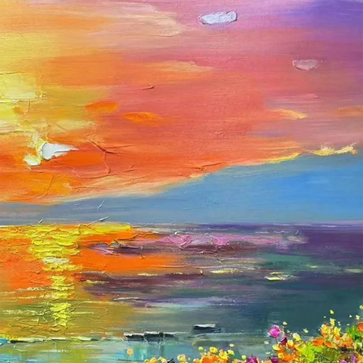 WATERCOLOR SUNSET: Impressionistic Landscape Painting with Sunset and Flowers - Image 7