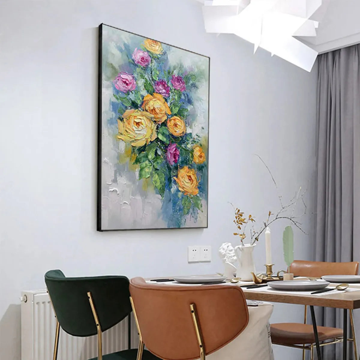 GOLDEN HOUR ROSES: Vertical Textured Floral Oil Painting on Canvas - Image 5