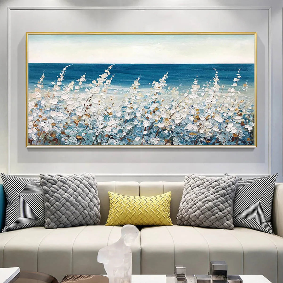 OCEAN BREEZE: Impasto Seascape Oil Painting in Blue and White - Image 7