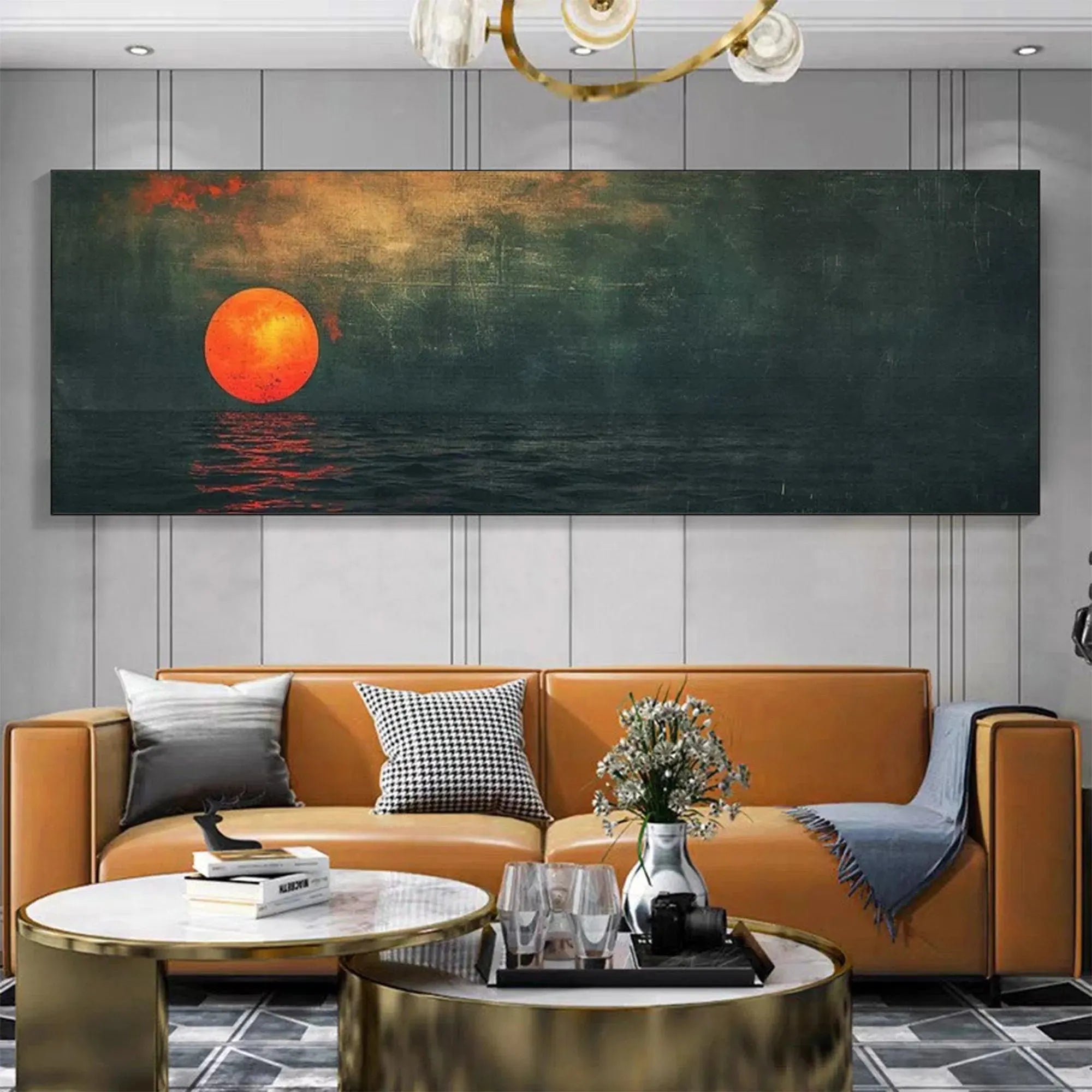 BLOOD MOON PANORAMIC: Sunset Painting, Panoramic Wall Art - Image 2
