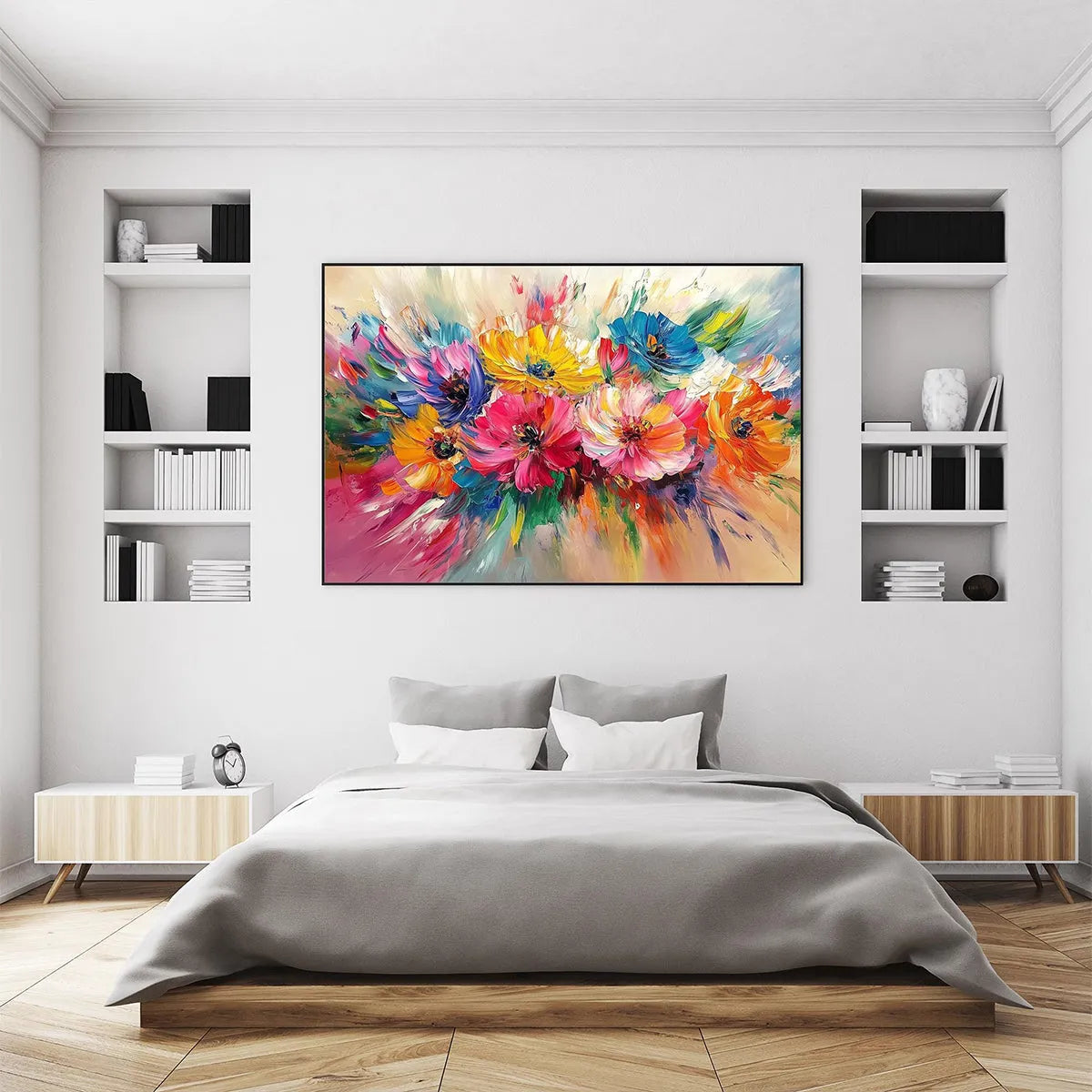 VIBRANT BLOOM: Impasto Floral Oil Painting in Vibrant Multicolor - Image 6