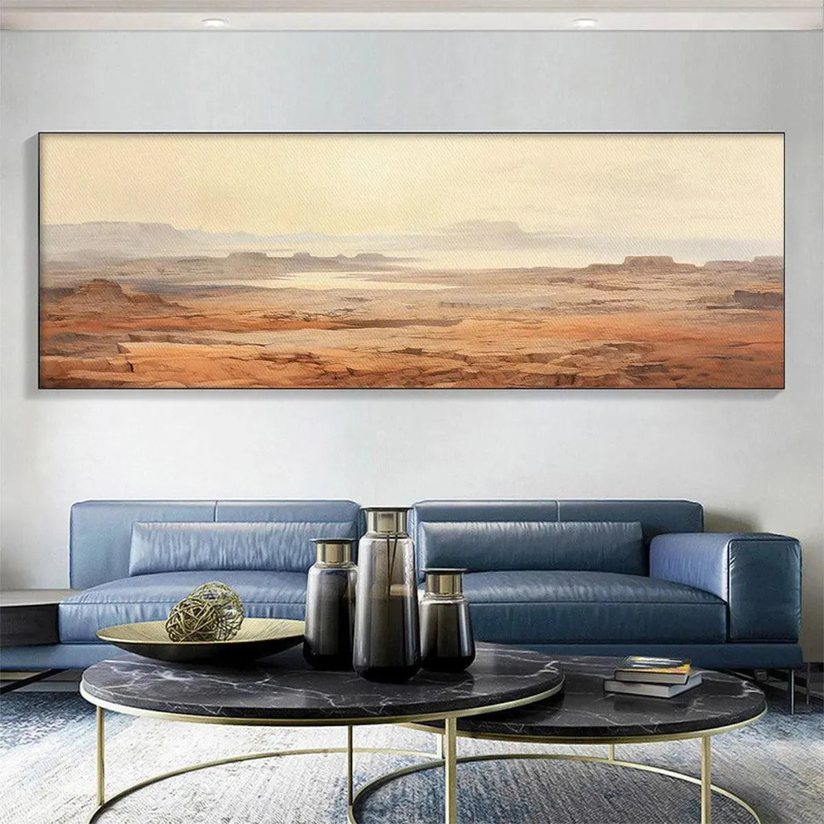 DESERT MIST PANORAMIC: Desert Landscape Painting, Panoramic Wall Art, Minimalist Decor - Image 2