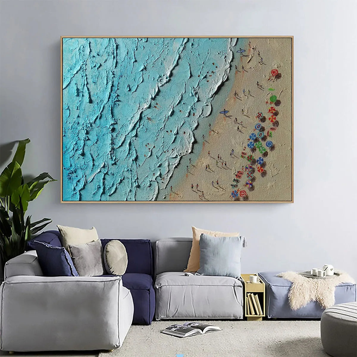 AERIAL VISTA: Impasto Beach Scene Oil Painting - Image 7