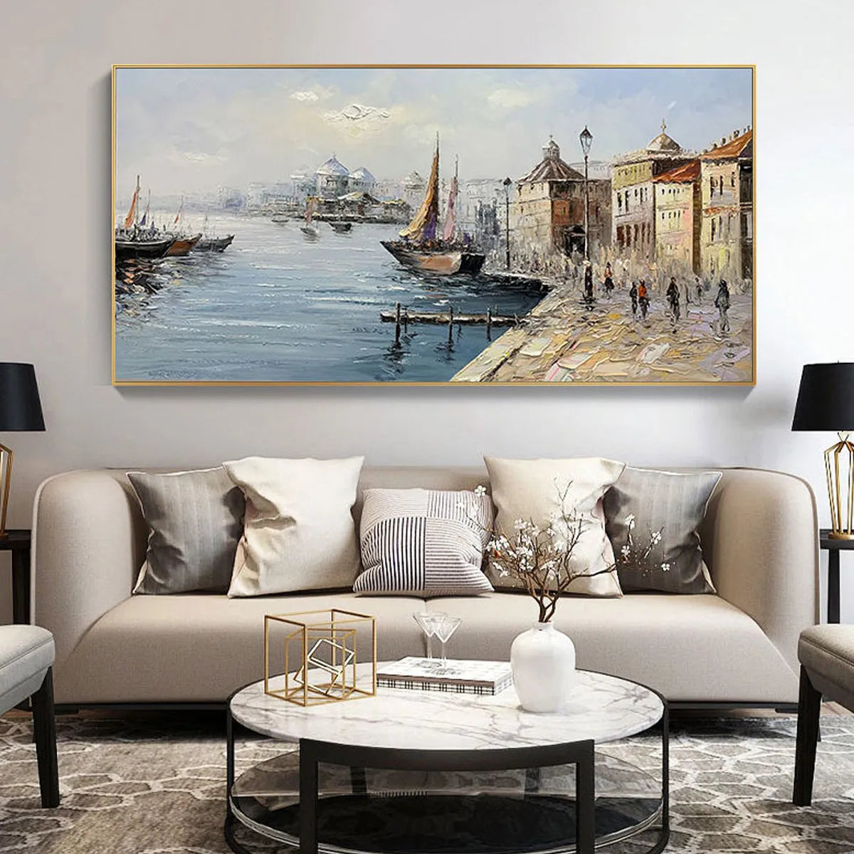 VENETIAN SERENADE: Panoramic Cityscape Oil Painting of Venice - Image 6