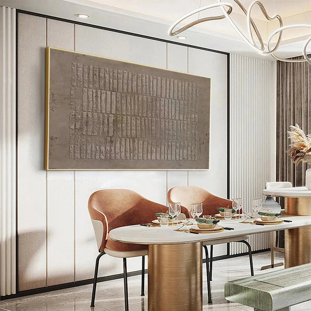 TEXTURED RECTANGLE ARRAY: Minimalist Textured Painting in Brown - Image 9