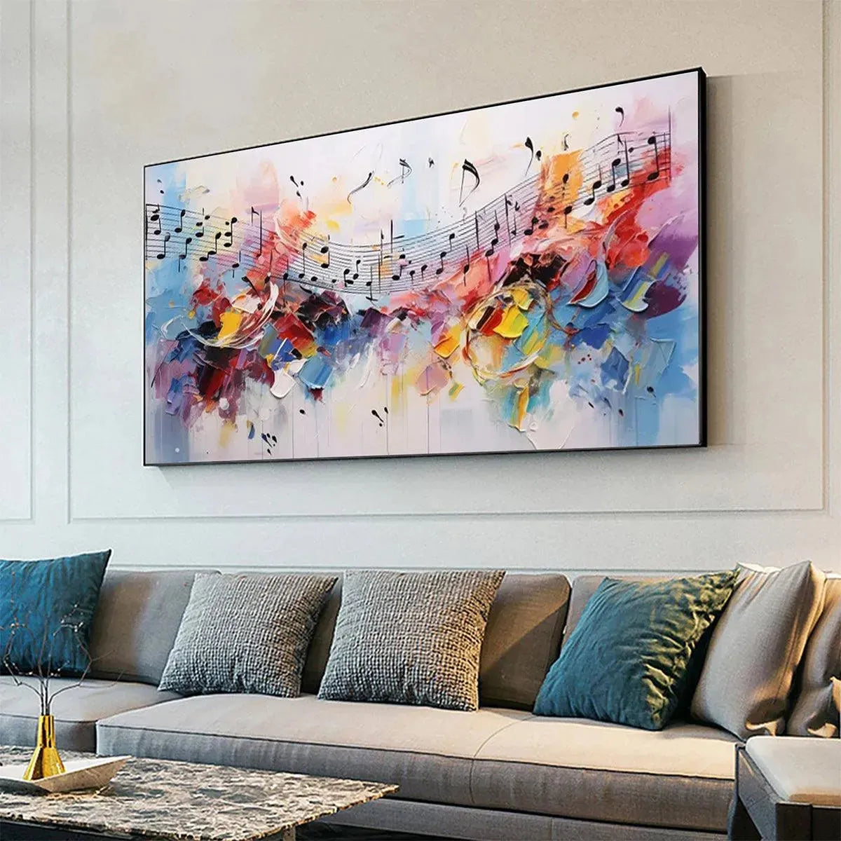 MELODY IN COLOR: Abstract Painting with Musical Notes - Image 5