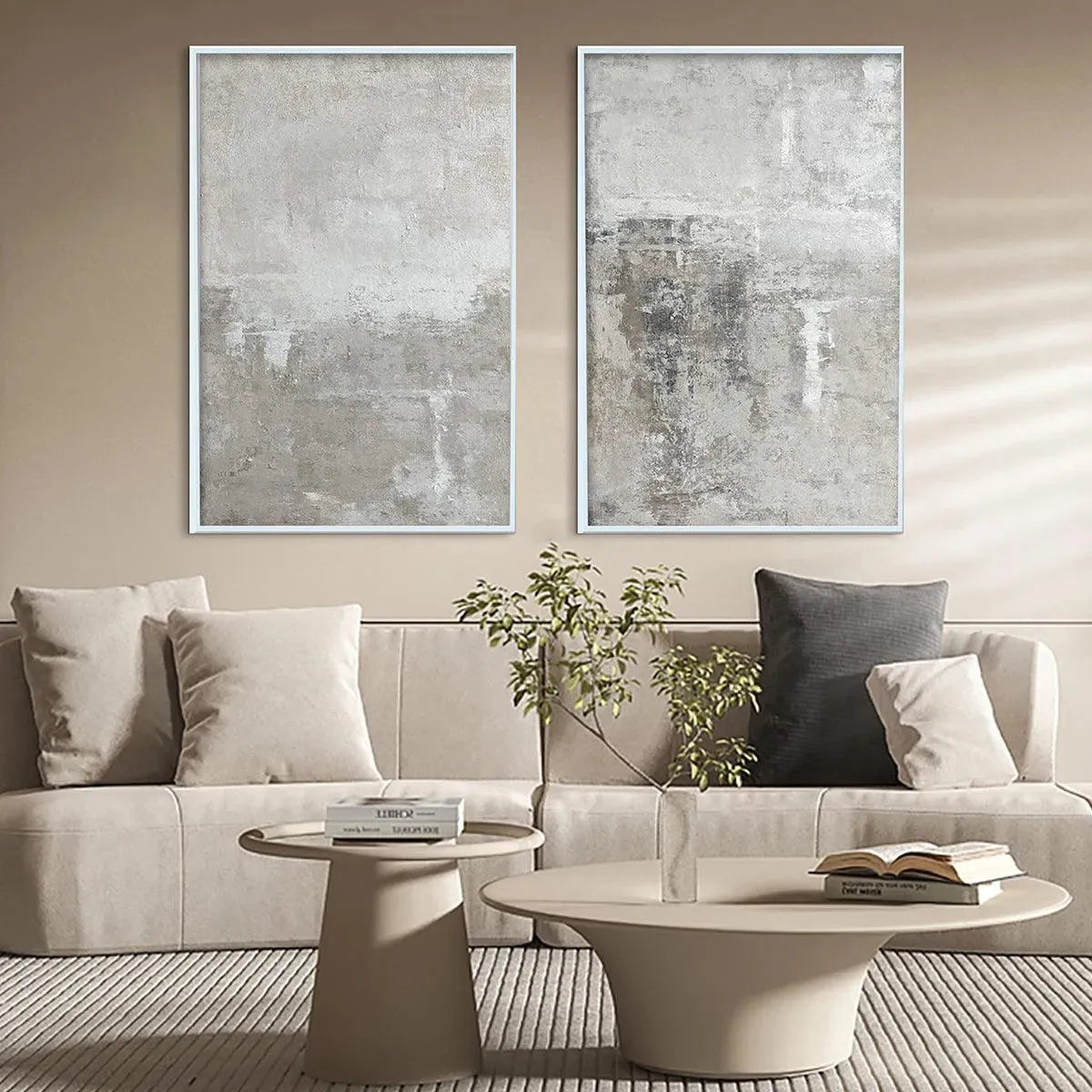 GREY ABSTRACT TEXTURED DIPTYCH: Textured Abstract Painting Set of 2, Vertical Wall Art - Image 6