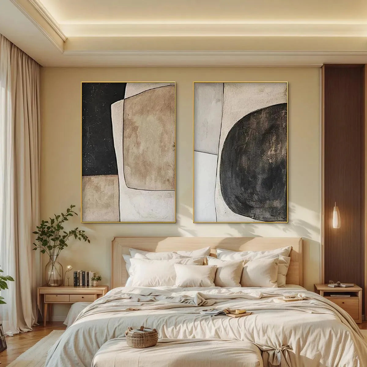 ABSTRACT GEOMETRIC DIPTYCH: Abstract Painting Set of 2, Vertical Wall Art - Image 7