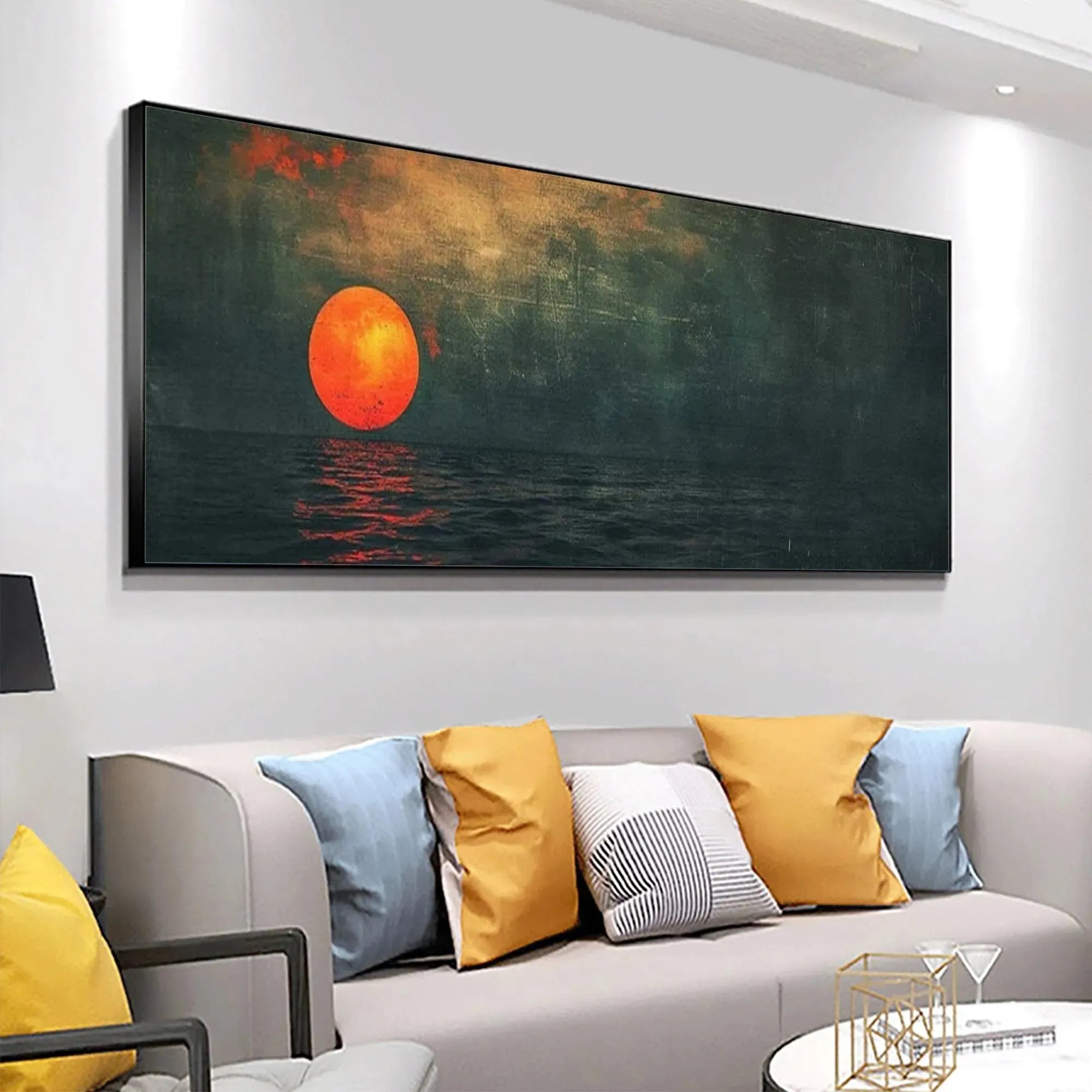 BLOOD MOON PANORAMIC: Sunset Painting, Panoramic Wall Art - Image 4