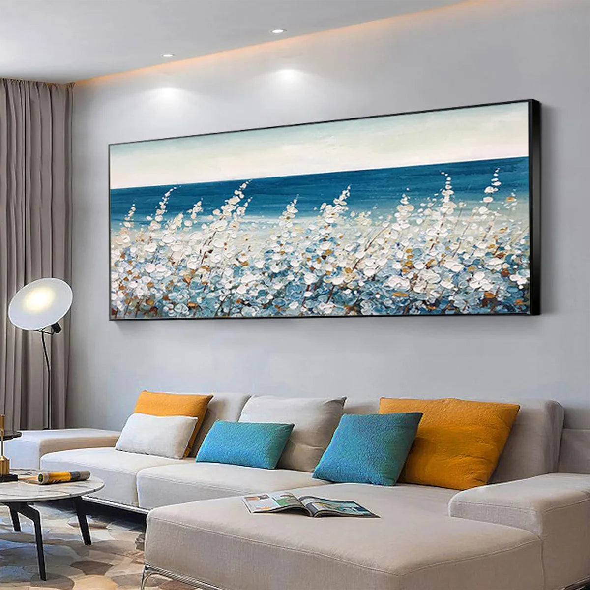 OCEAN BREEZE: Impasto Seascape Oil Painting in Blue and White - Image 8