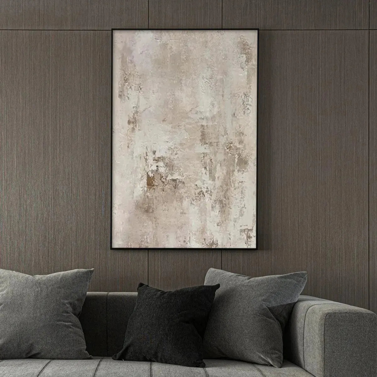 TEXTURED BEIGE ABSTRACT: Minimalist Textured Painting - Image 5