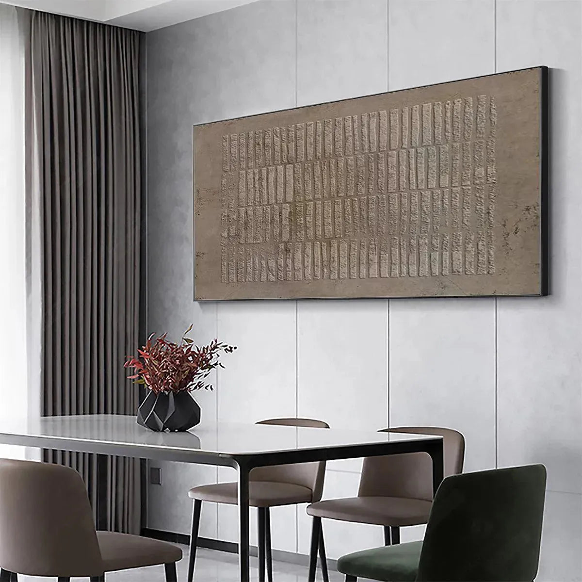 TEXTURED RECTANGLE ARRAY: Minimalist Textured Painting in Brown - Image 4