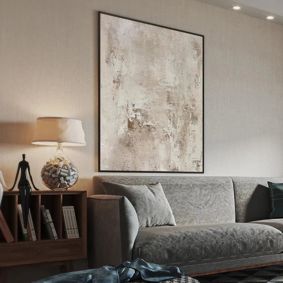 TEXTURED BEIGE ABSTRACT: Minimalist Textured Painting - Image 4